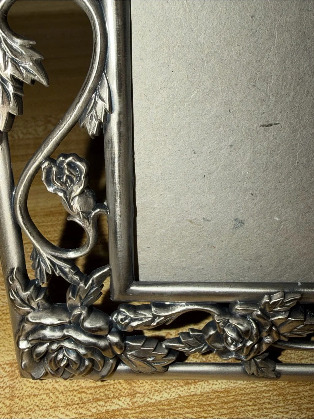 Vintage pewter Ornate Floral Metal Picture Frame - Silver 5x7 NO GLASS